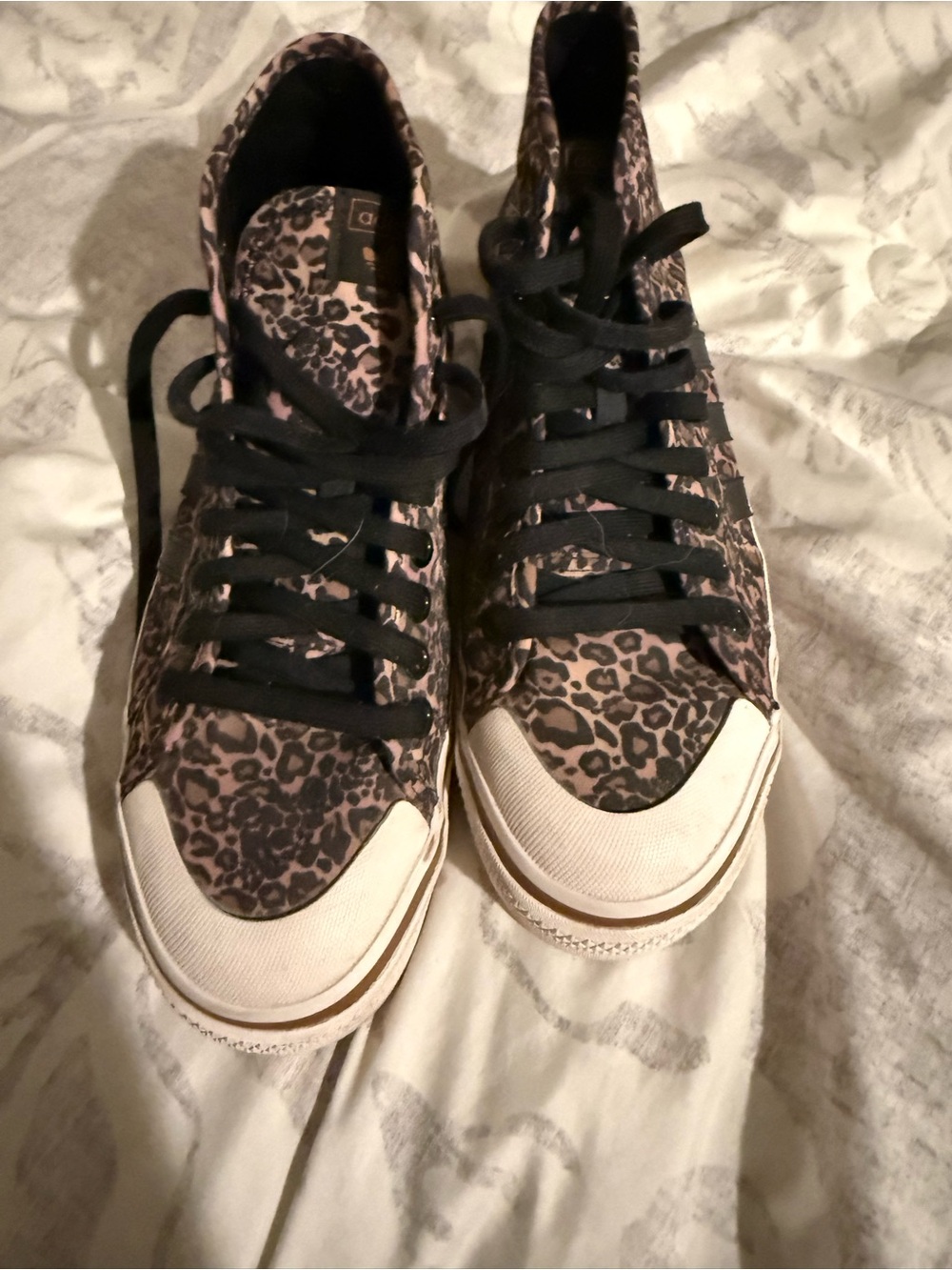 adidas Leopard-Print High-Top Sneakers in Pink and Black